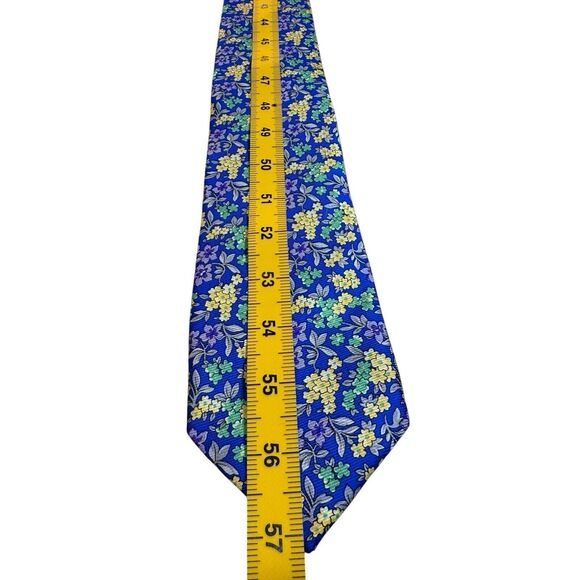 Cape Cod Neckwear 100% Silk Tie Vibrant Blue‎ Floral Print Spring Forget Me Not - Picture 9 of 9